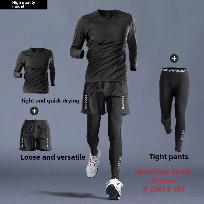 Training Jogging Tracksuits Running Outdoor Compression Suits Set 3PC Workout Tights Men Sports Suit Gym Sportswear Clothes 260609
