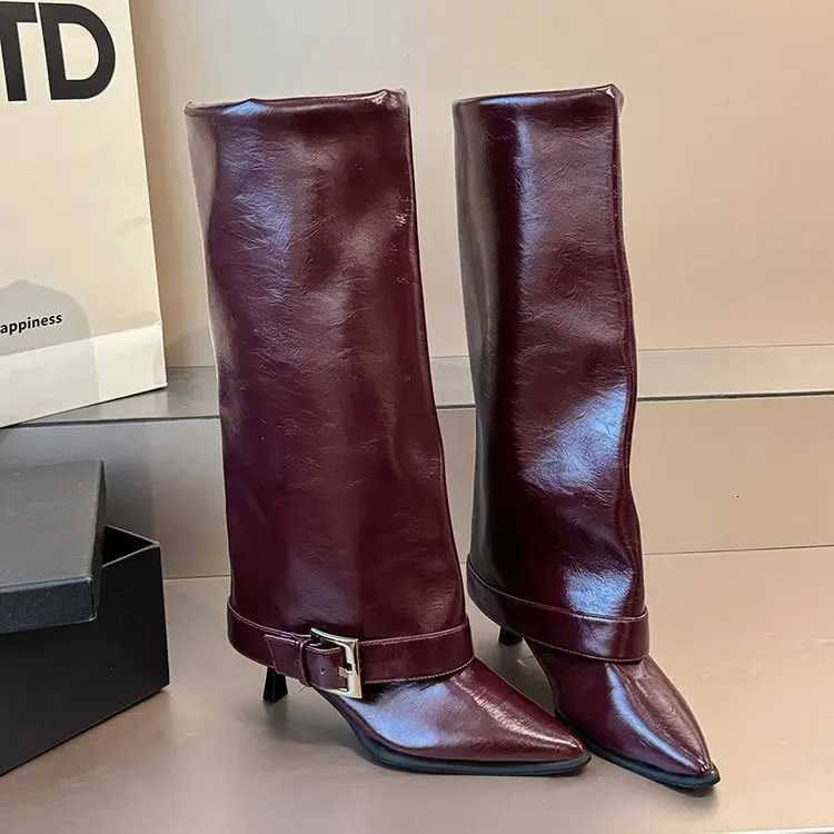Womens Boots Trouser Fall/Winter Leaf 2025 New Knee-Free Pointed Toe Stiletto Heel High-Heeled Thigh Boots H260609 - view 7
