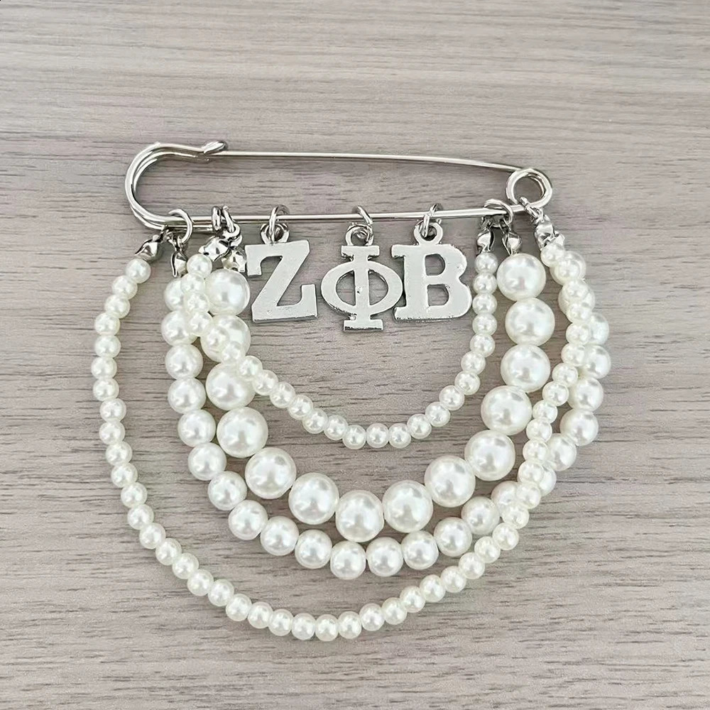 Personalized n custom pin wedding alloy Greek sorority fraternity Greek letters ZOB OES rhinestone pearl sorority broo 260609