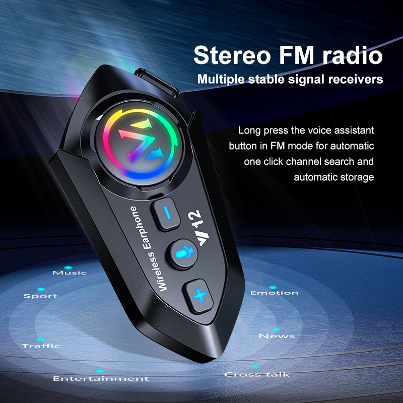Motorcycle Helmet Bluetooth Headset 2 Way Intercom Bluetooth 5.4 Speakers 3D HD Sound Noise Cancellation IP56 Dustproof and Waterproof 13H Battery Lif