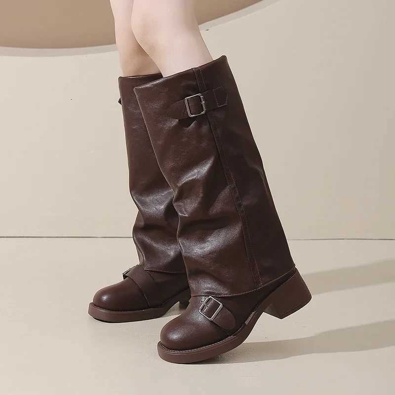 Knee Heel Women Vintage Thick High Boots FashiLadies Belt Knight Long Booties Botas De Inverno Feminina H260609 - view 3