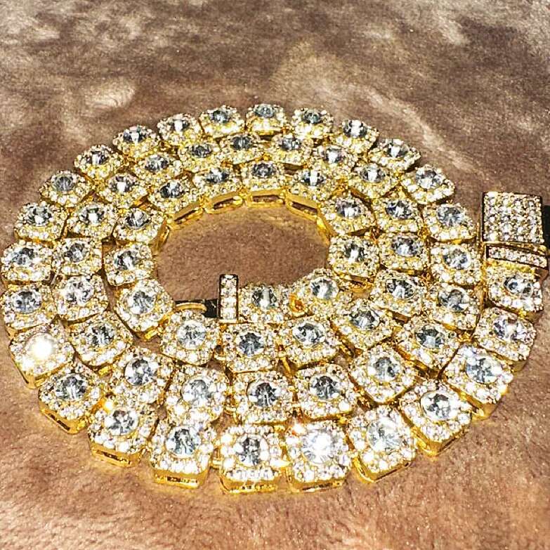 necklace moissanite chain 10mm Width Bling Big Diamond Chain Sterling Silver Vvs Moissanite Hip Hop Jewelry Iced Out Cuban Link moo