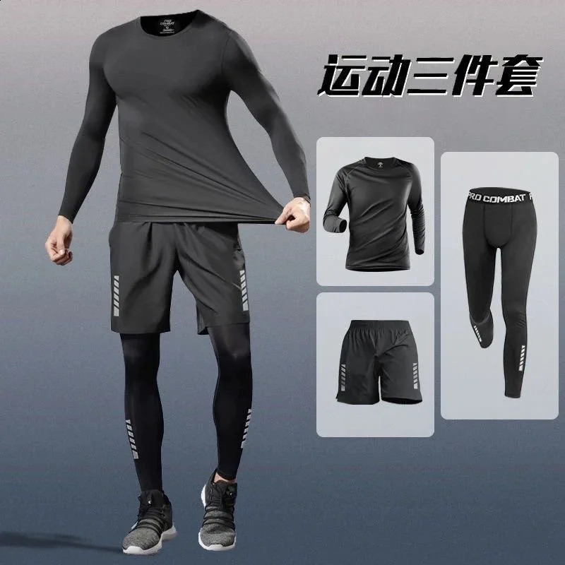 Training Jogging Tracksuits Running Outdoor Compression Suits Set 3PC Workout Tights Men Sports Suit Gym Sportswear Clothes 260609 - view 6