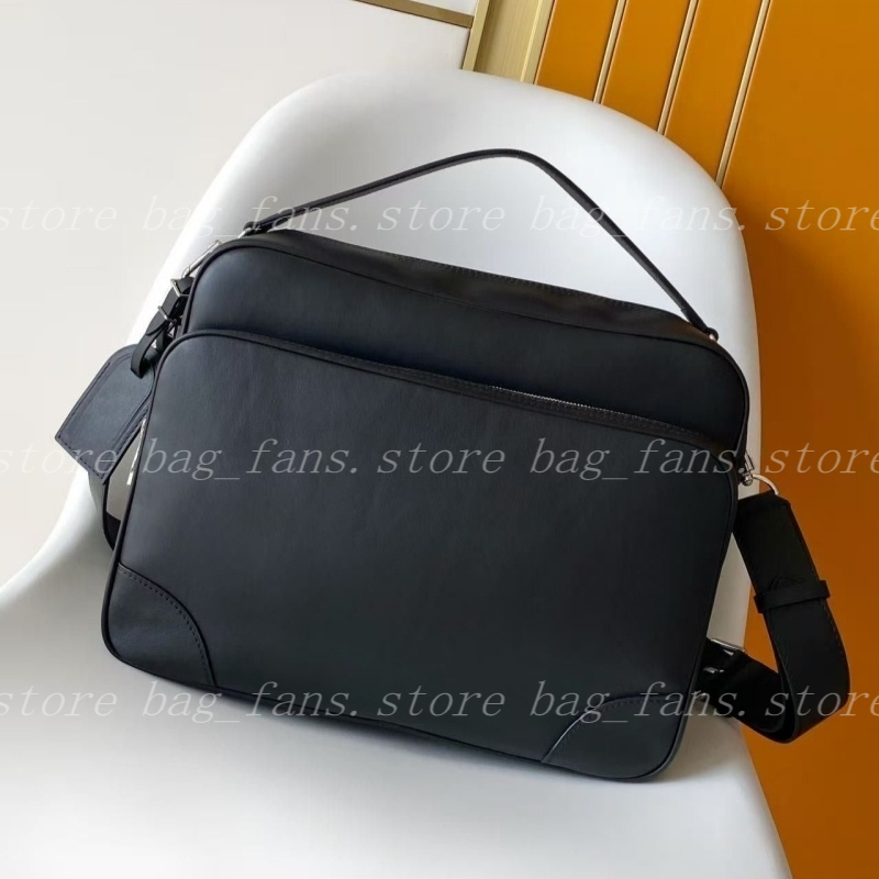 New Men's Leather Shoulder Bag Adjustable Strap Crossbody with Metal Zipper for Daily Commute & Business Travel