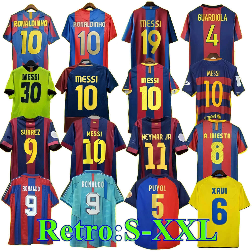 Maglia Da Calcio Vintage Barcellona 2002-2018 Messi Ronaldinho Rivaldo Iniesta Kit Retrò-image