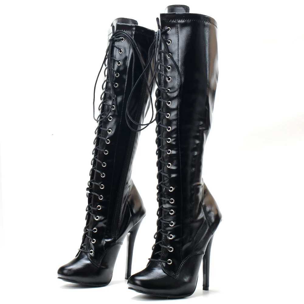 Stiletto 5 Fetish Inch Sexy Heel Vintage Boots Knee High Lace-up Shoes Size36-46 In Stock Fast Shipping H260609 - view 3