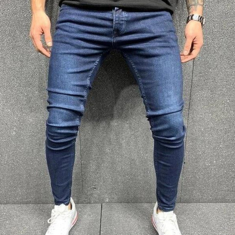 Designer Jeans Mens Pants Men's European & American Style Badge Embroidery Skinny Jeans Knee Ripped Zipper Denim Pants Large Size Streetwear - view 4