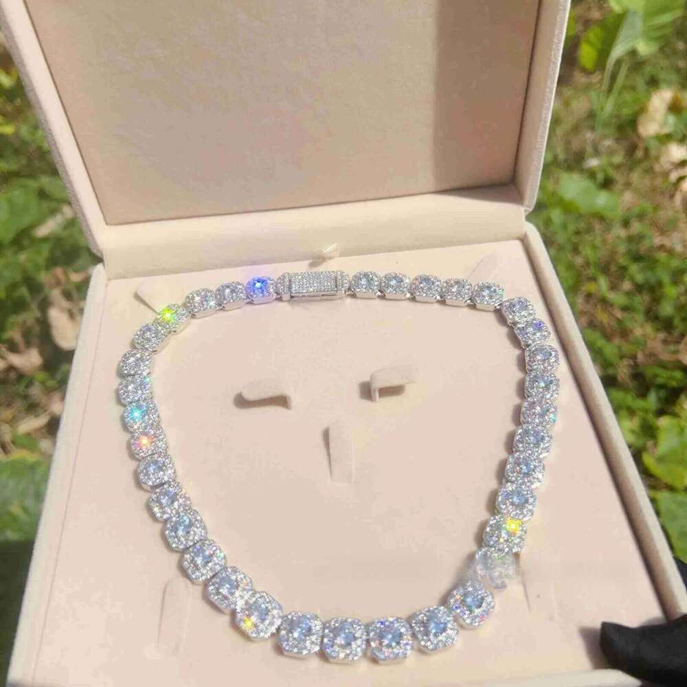 necklace moissanite chain 10mm Width Bling Big Diamond Chain Sterling Silver Vvs Moissanite Hip Hop Jewelry Iced Out Cuban Link moo