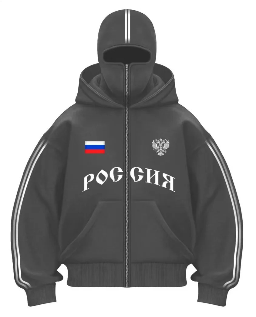 Y2K Clothes Mens Hip Hop Autumn Russia Vintage Double Zip Hoodies Lettering Graphic Hoodies Sweatshirts Casual Jacket 260610 - view 5