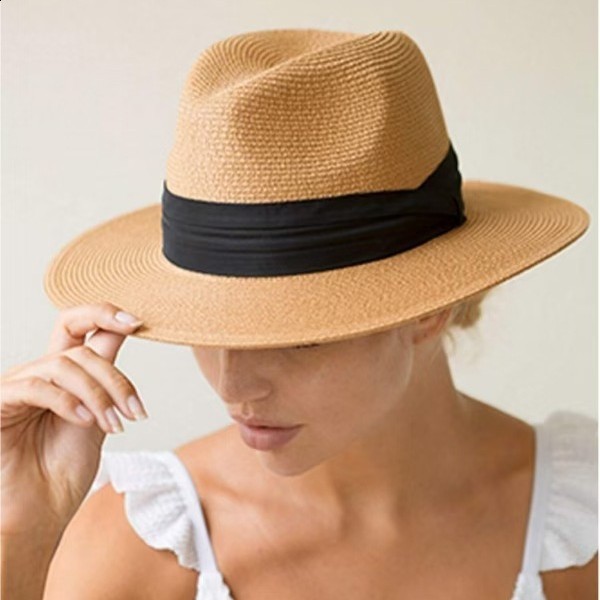 Summer Large Size 64cm Classic Sun Hats for Men Women Panama Hats Couple Wide Brim Beach Straw Hat Big Head Plus Size Fedora Hat 250902