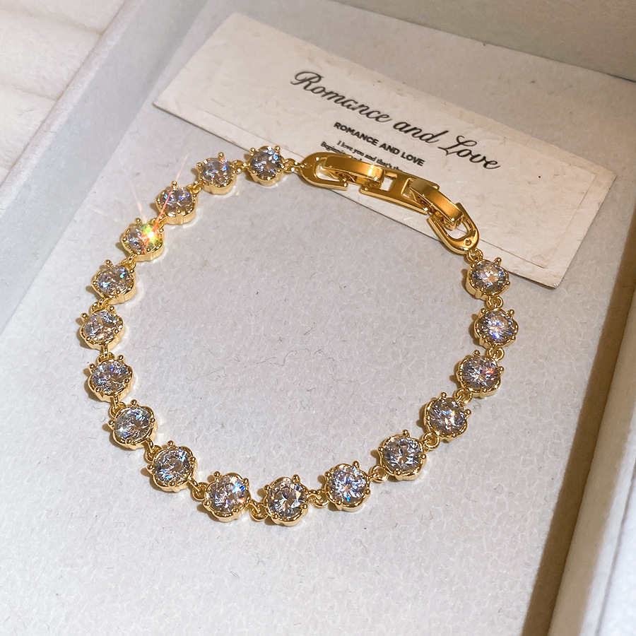 18k real gold plated zircon round clasp bracelet, fashionable, light luxury, high-end feel, versatile commuter jewelry for women - view 9