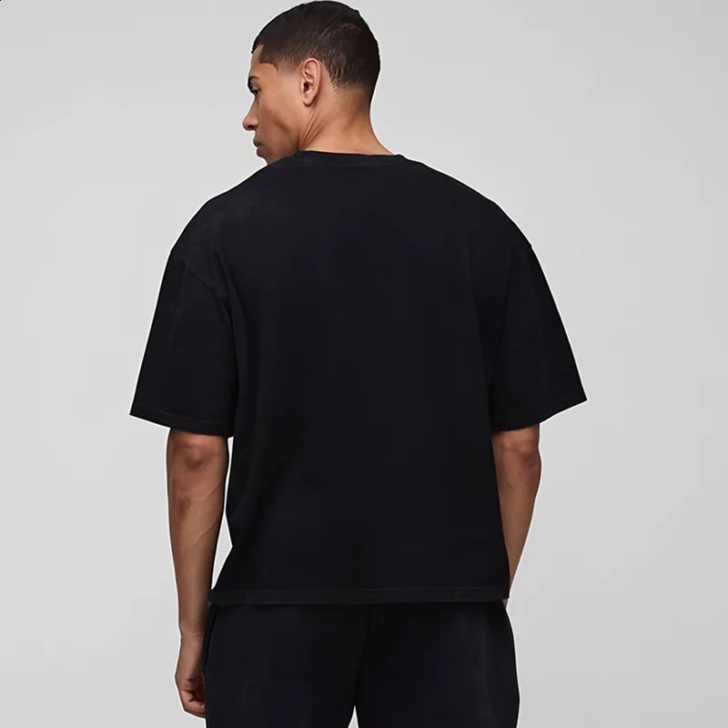 Oversized Boxy Fit Dropped Shoulders Running T-shirts Mens Cotton Heavyweight Half Sleeve Sports T Shirts Casual Gym Clothing 260609 - view 7