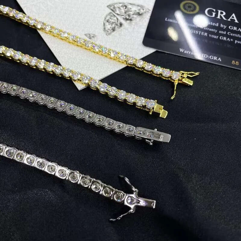 Pass Diamond Tester with GRA 925 Silver Ice Out Necklace Vvs D Color Moissanite Tennis Chain for Men - view 4