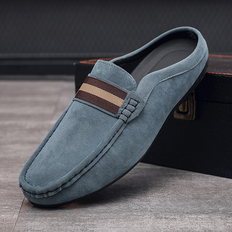Luxury Shoes 2026 Breathable Slip-On Mules for Men, Striped Lightweight Loafers, Summer Semi Slippers for Daily Wear Free Shipping