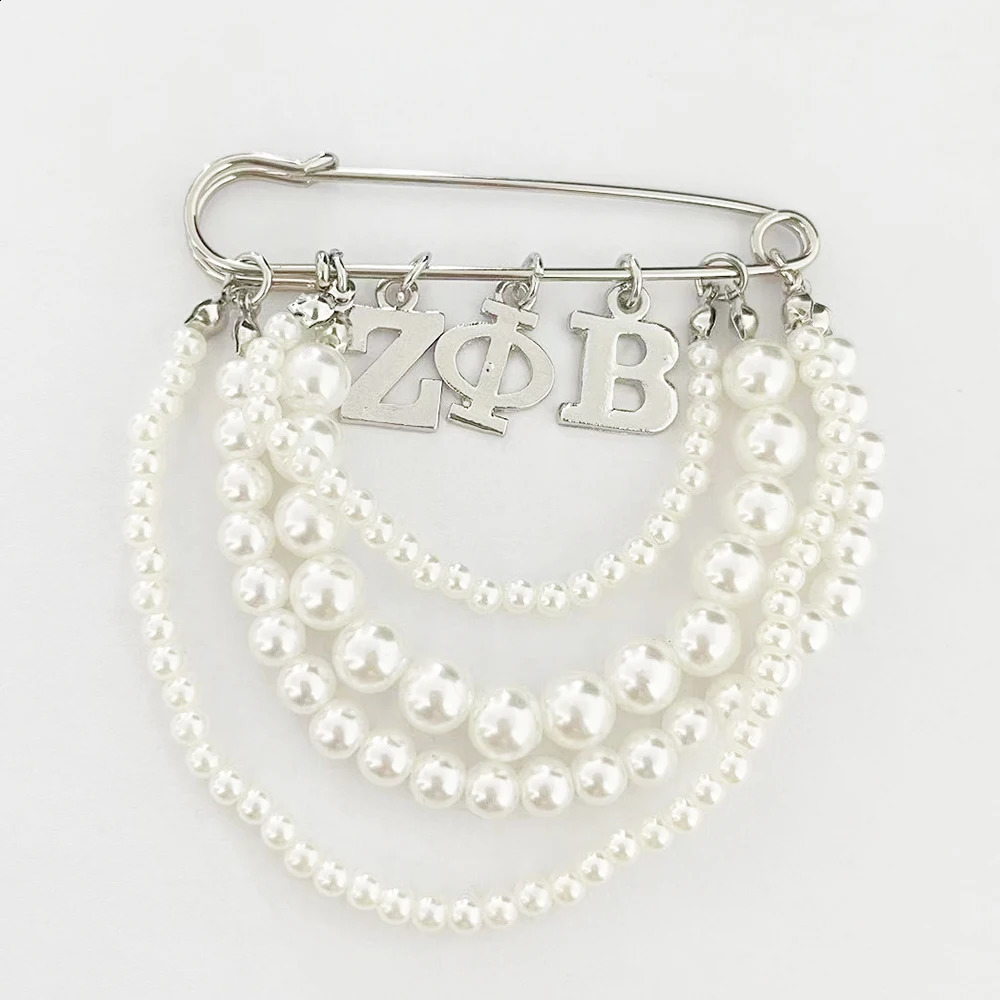 Personalized n custom pin wedding alloy Greek sorority fraternity Greek letters ZOB OES rhinestone pearl sorority broo 260609 - view 3