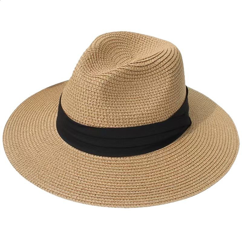 Summer Large Size 64cm Classic Sun Hats for Men Women Panama Hats Couple Wide Brim Beach Straw Hat Big Head Plus Size Fedora Hat 250902