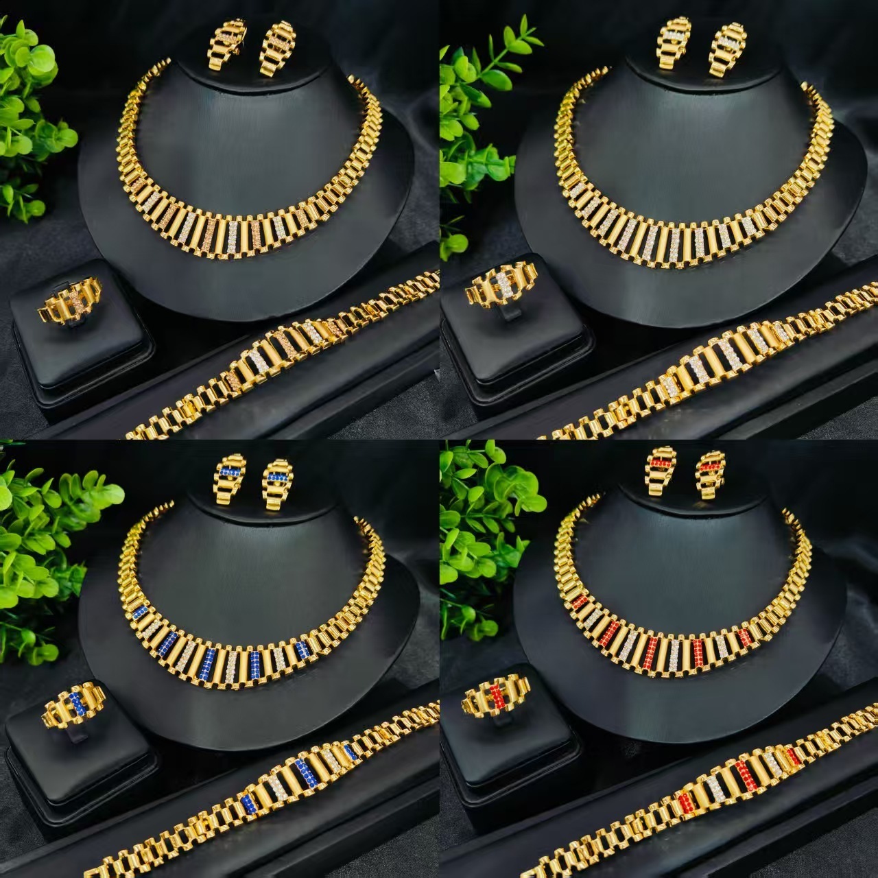 New hot-selling necklace earrings bracelet ring jewelry set watch strap bridal wedding accessories250618