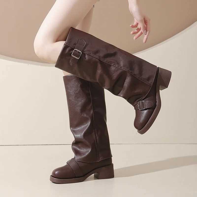 Knee Heel Women Vintage Thick High Boots FashiLadies Belt Knight Long Booties Botas De Inverno Feminina H260609 - view 4