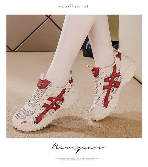 Nylon Leather Red Black Men's Women's Shock Party Formal Velcro Elastic Wedge Heel Round Toe Open Toe EVA Sole Rubber Sole Embroidery Patche - view 3