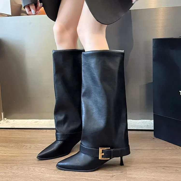 Womens Boots Trouser Fall/Winter Leaf 2025 New Knee-Free Pointed Toe Stiletto Heel High-Heeled Thigh Boots H260609 - view 3