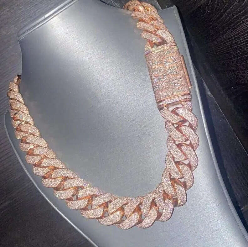 20mm Ice Out Vvs Quality Moissanite Dia Thick Cuban Link Chain Necklace for Men Gifting Options - view 3