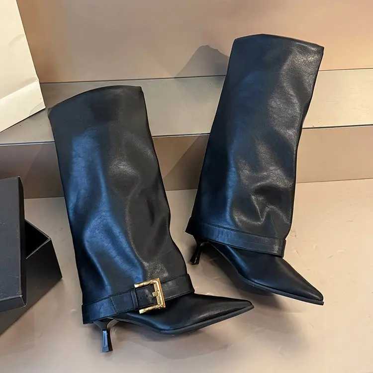 Womens Boots Trouser Fall/Winter Leaf 2025 New Knee-Free Pointed Toe Stiletto Heel High-Heeled Thigh Boots H260609 - view 6
