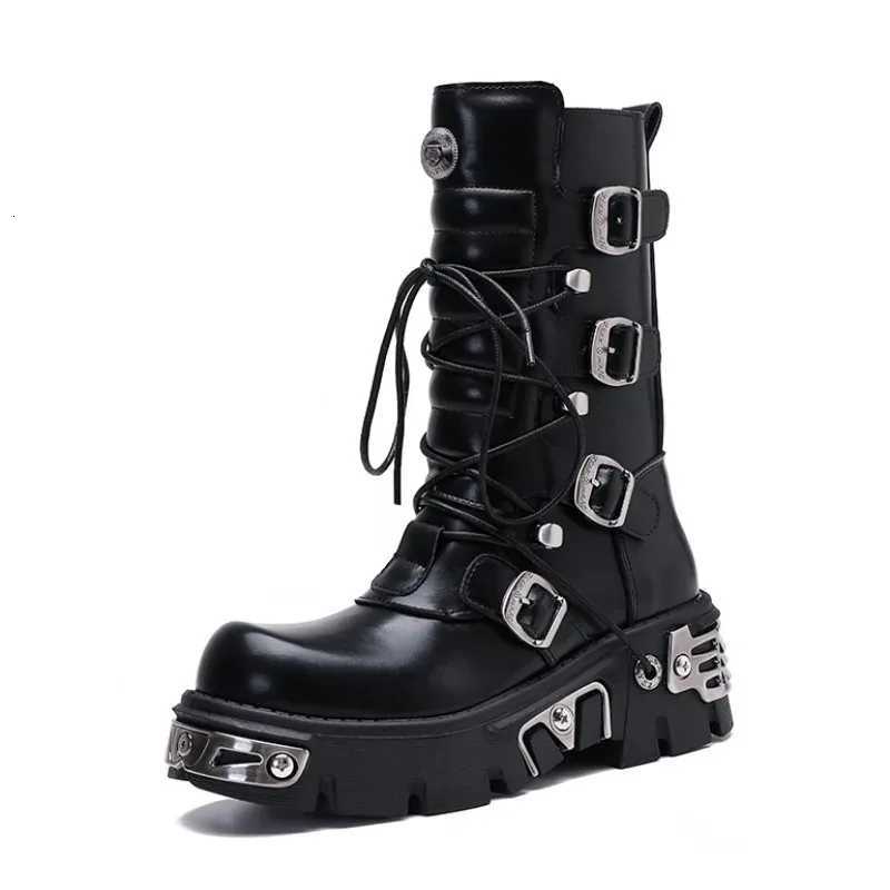 Rock Shoes Boots For New Dark Punk Leather Shoes Metal Niche Motorcycle Platform Shoes For Women H260609 - view 3