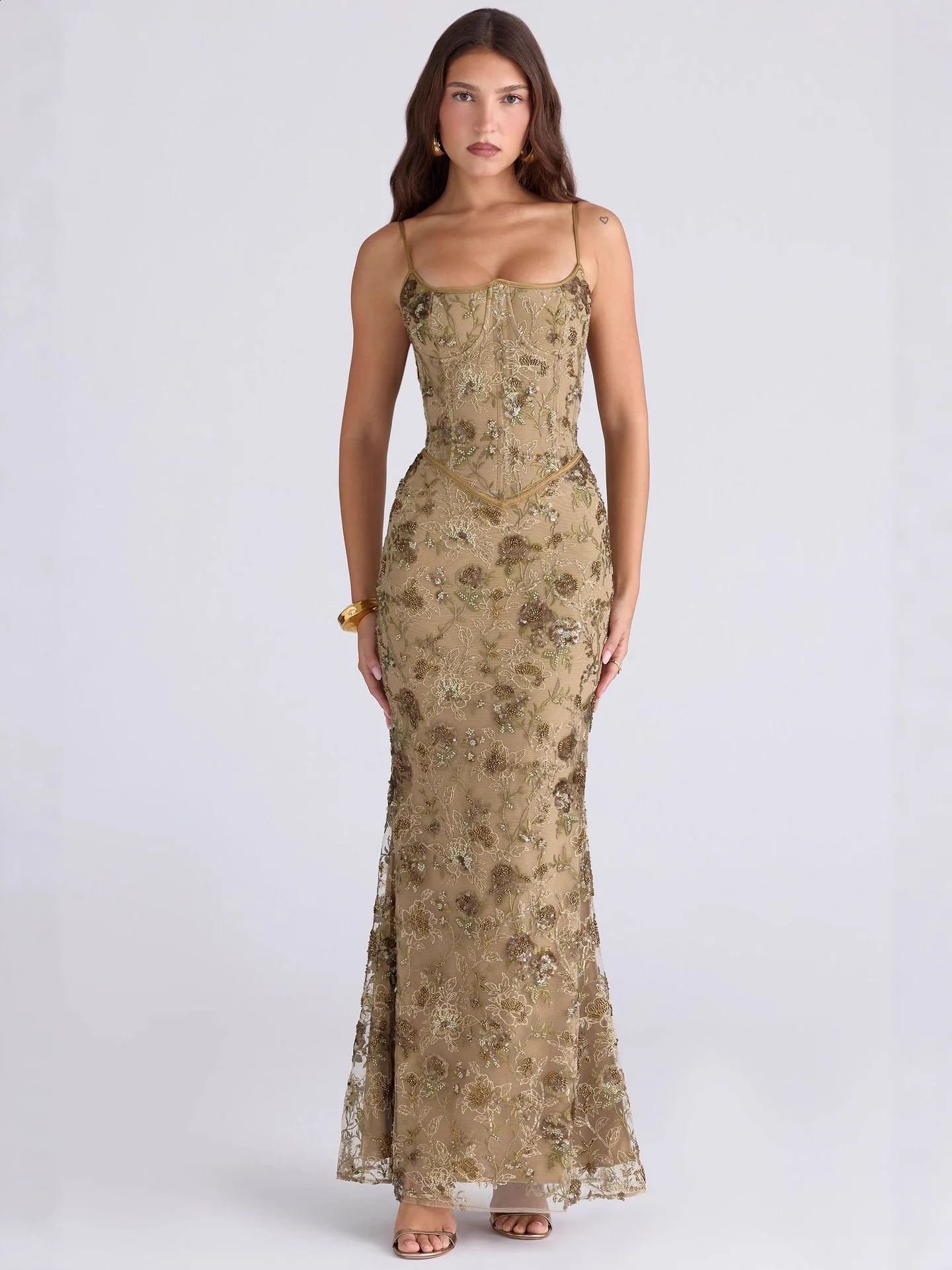 Elegant Women Emrboidery Maxi Dress Formal Occasion Banquet Robe Corset Bandage Party Prom Gowns Lady Backless Dress Long 260609