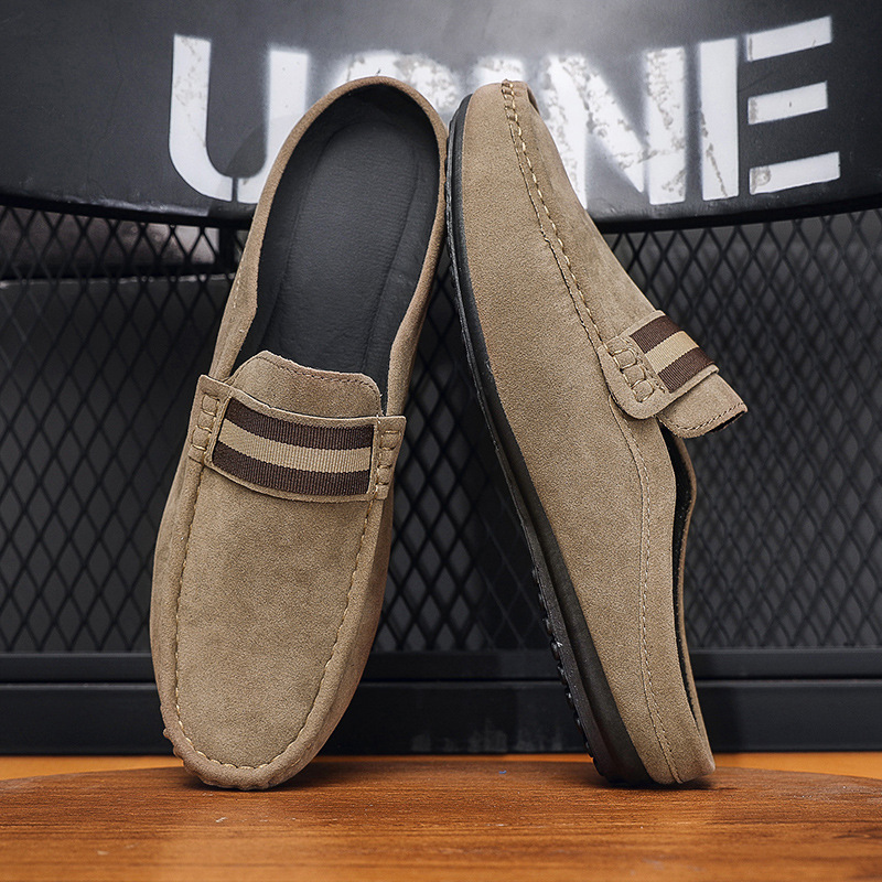 Luxury Shoes 2026 Breathable Slip-On Mules for Men, Striped Lightweight Loafers, Summer Semi Slippers for Daily Wear Free Shipping
