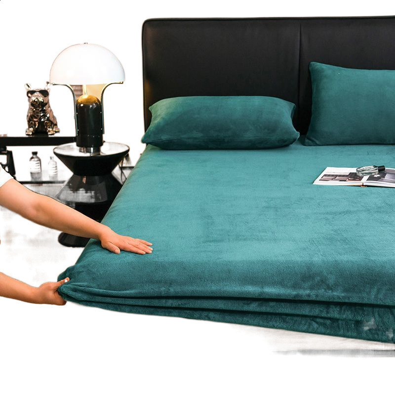 Winter milk velvet fleece mattress cover single-piece mattress protector coral velvet thickened bed cover single-person full-cover bed sheet protecto 