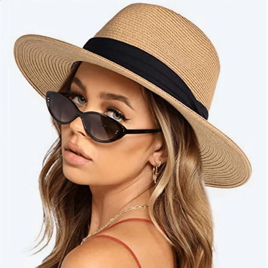 Summer Large Size 64cm Classic Sun Hats for Men Women Panama Hats Couple Wide Brim Beach Straw Hat Big Head Plus Size Fedora Hat 250902