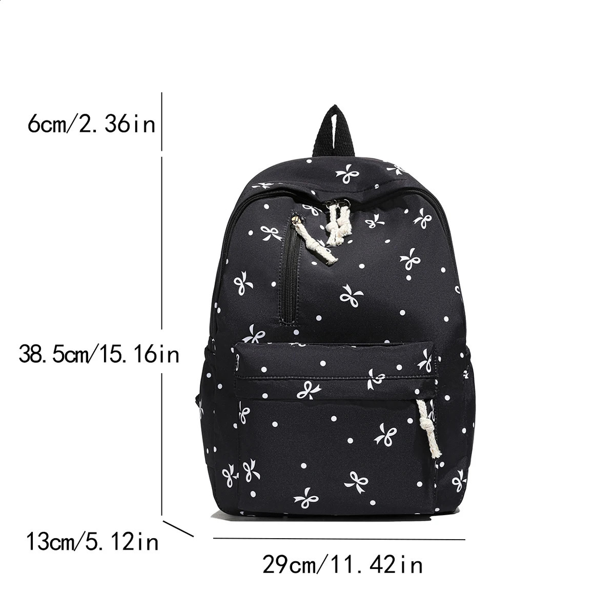 Back To School Season Playful Bow Print Backpack Quilted MultiPocket Adjustable Straps Large Capacity for Daily Use y260615 - view 3
