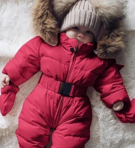 Winter Clothes Infant Baby Snowsuit Boys Girls Romper Jacket Hooded Down Parkas Jumpsuit Warm Thick Coat Outwear Infant Clothing 240904