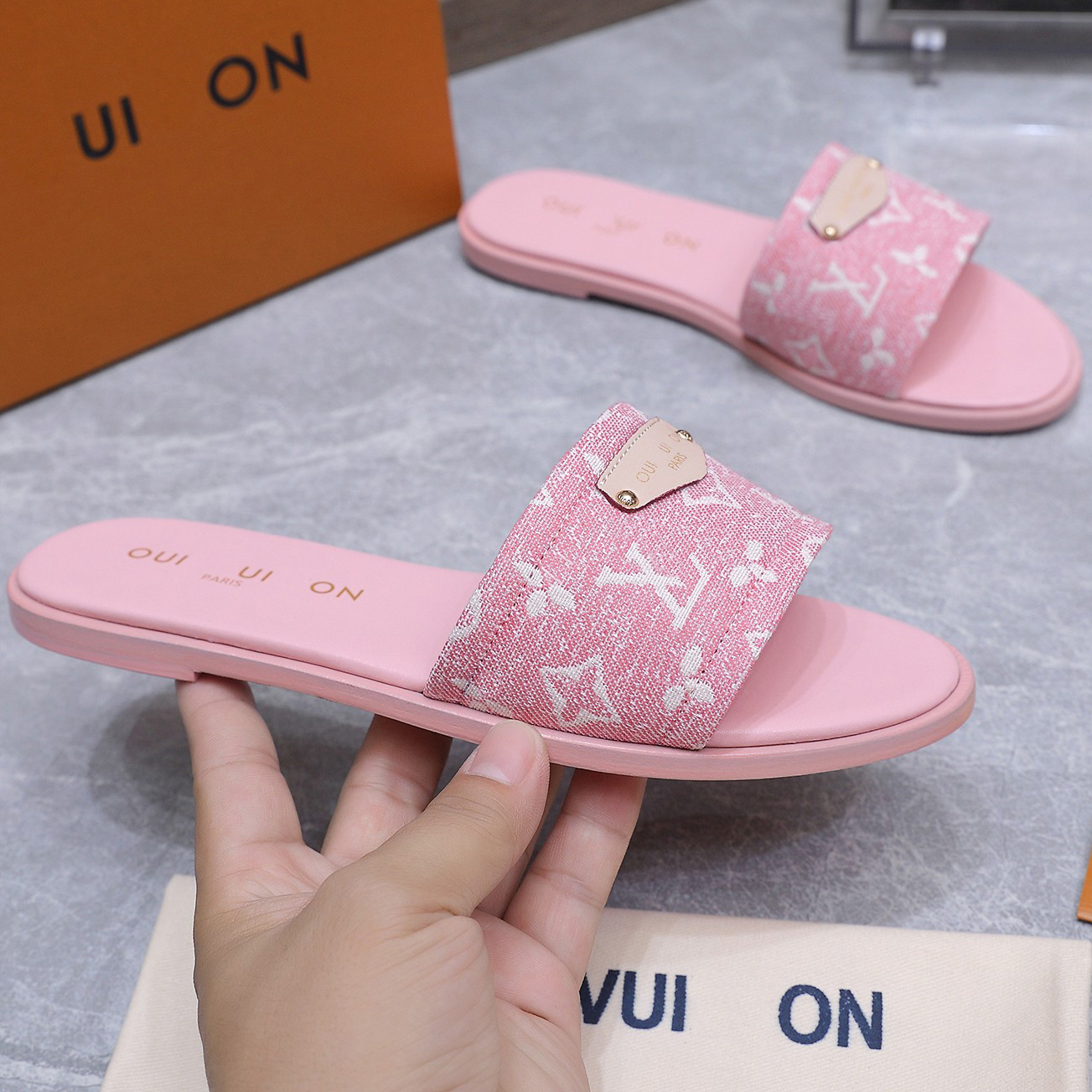 2026 new Women shoes Designer sandals slides Cowboy flat slippers Classic Old floral print slider summer beach woven slippers genuine leather sandal fashion shoe 02