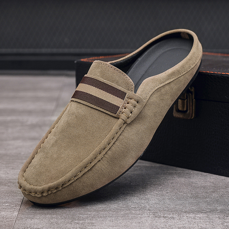Luxury Shoes 2026 Breathable Slip-On Mules for Men, Striped Lightweight Loafers, Summer Semi Slippers for Daily Wear Free Shipping