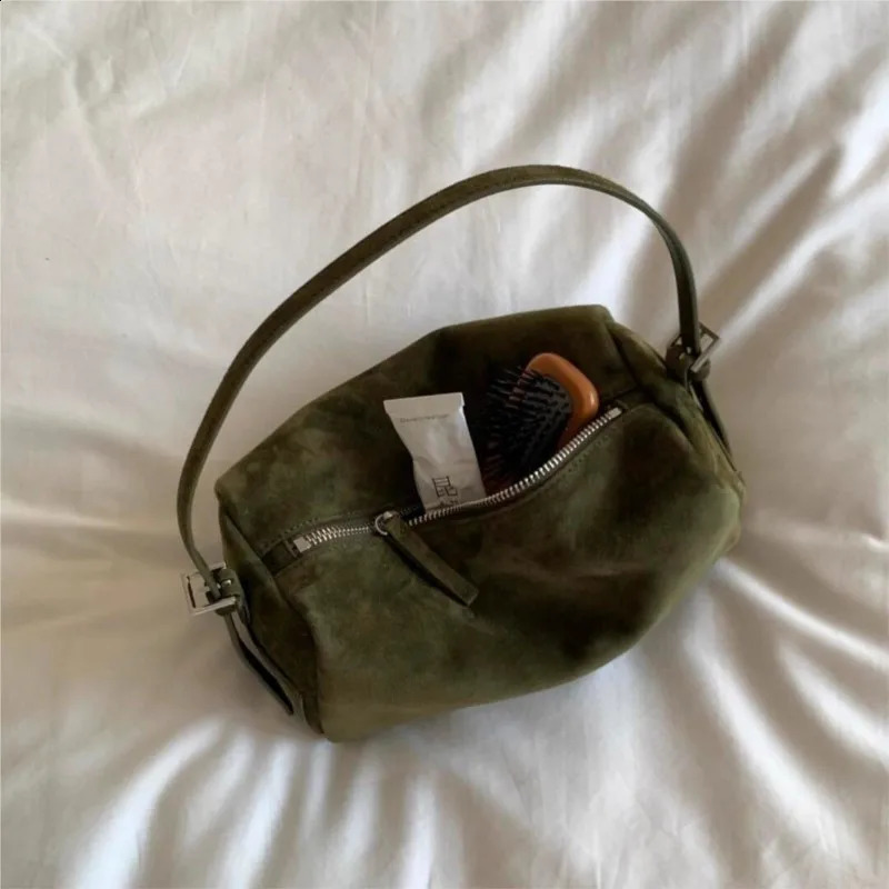Korean Retro Green Pillow Handbag Women Suede Large Capacity Shoulder Bag Ladies Commute Versatile Crossbody Bag Chic Winter 260609 - view 6
