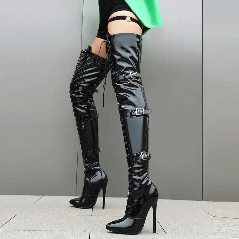 Boots Night Queen Club Party Over The Knee Boots High Heels Women Boots Sexy Plus Size 46 Thin Heels Shoes H260609 - view 5