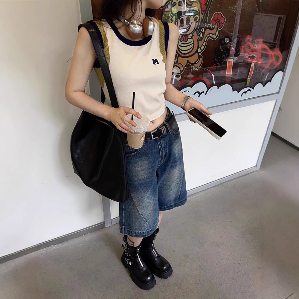 Plus Size FivePoint Denim Shorts for Women Summer Thin Style Loose Fit Petite WideLeg LowWaist Slimming Straight MidLength y250828
