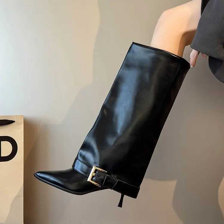 Womens Boots Trouser Fall/Winter Leaf 2025 New Knee-Free Pointed Toe Stiletto Heel High-Heeled Thigh Boots H260609 - view 5