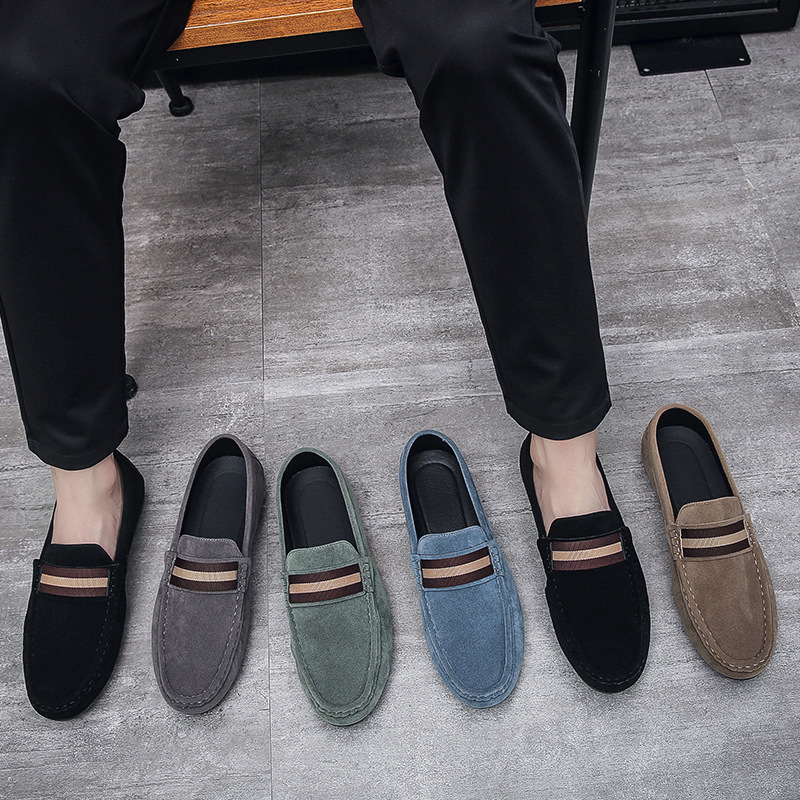 Designer luxury Shoes 2026 Plus Size Men's Lazy Loafers with Stripe Pattern, Slip-On Round Toe Driving Moccasins, Breathable Casual Shoes