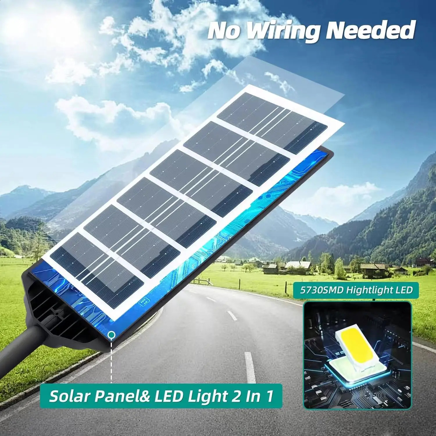 100000LM Solar Light Commercial LED Outdoor Dusk To Dawn Solar Street Light Road Area Lamp Waterproof Backyard Security Lighting 260608 - view 6