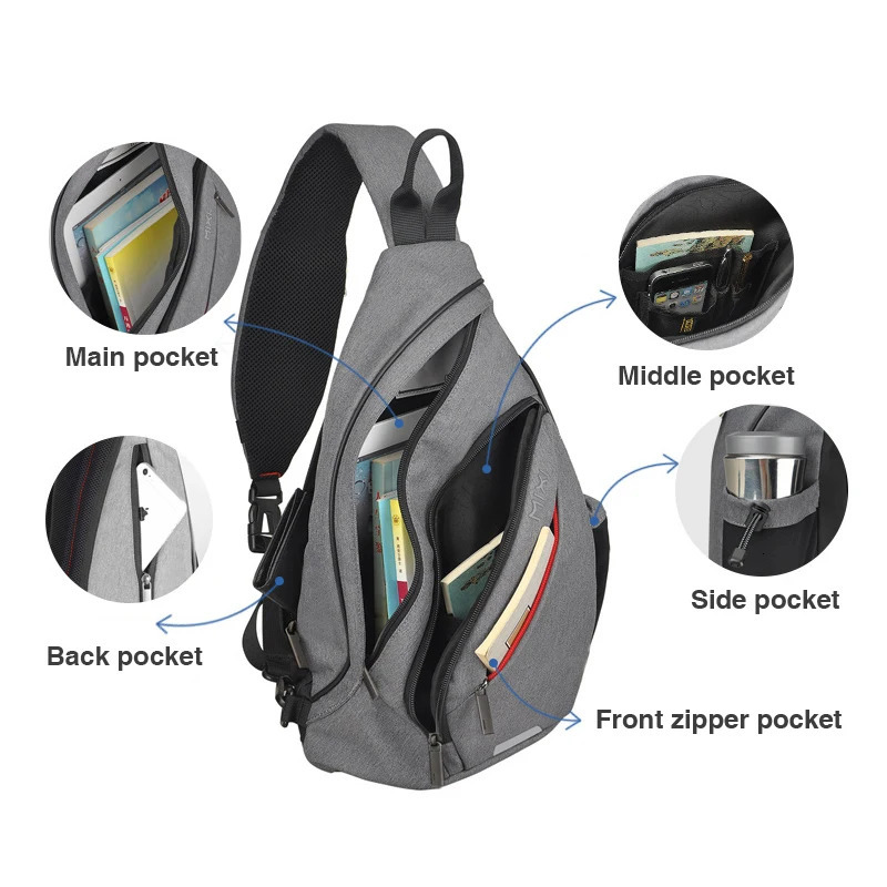 Mixi Men One Shoulder Backpack Women Sling Bag Crossbody USB Boys Cycling Sports Travel Versatile Fashion Student School y260615 - view 6
