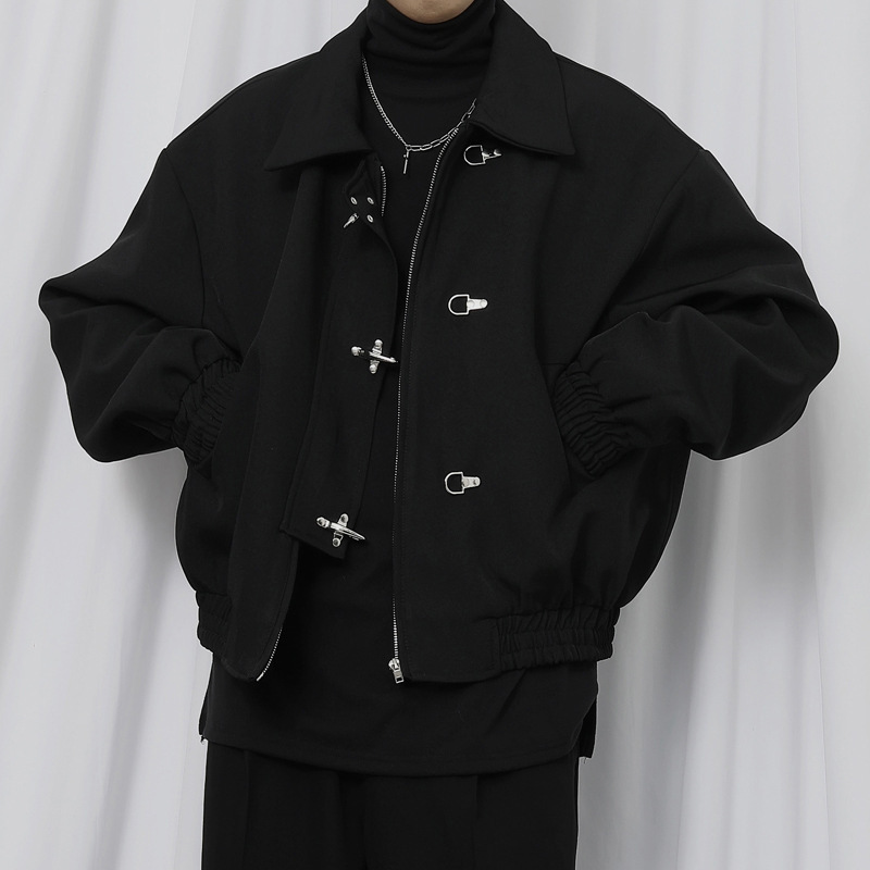 Retro Airplane Buckle New Jacket Men'S And Women'S Street Sense Loose Casual Jacket