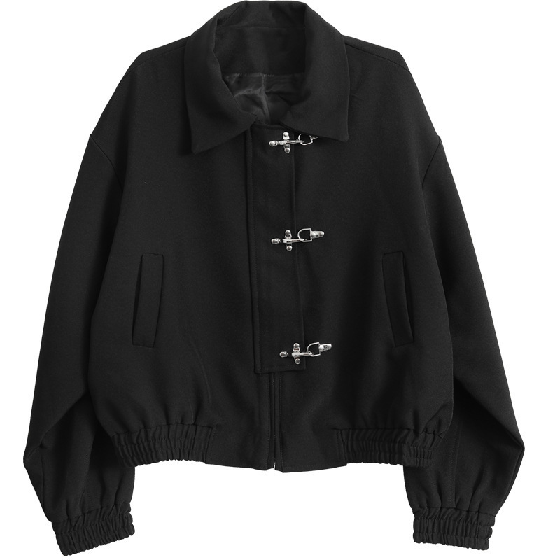 Retro Airplane Buckle New Jacket Men'S And Women'S Street Sense Loose Casual Jacket
