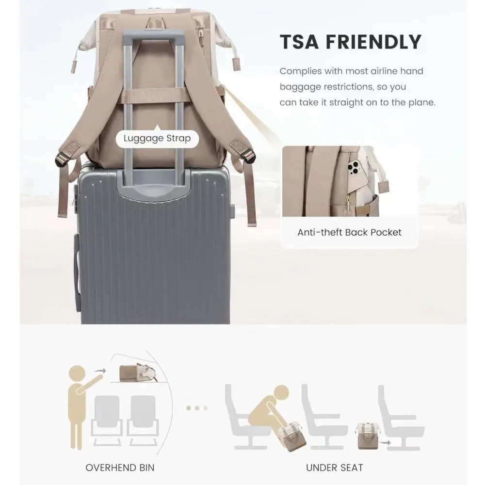versatile and simple crossborder womens travel laptop large capacity luggage cream colored backpack y260615 - view 4
