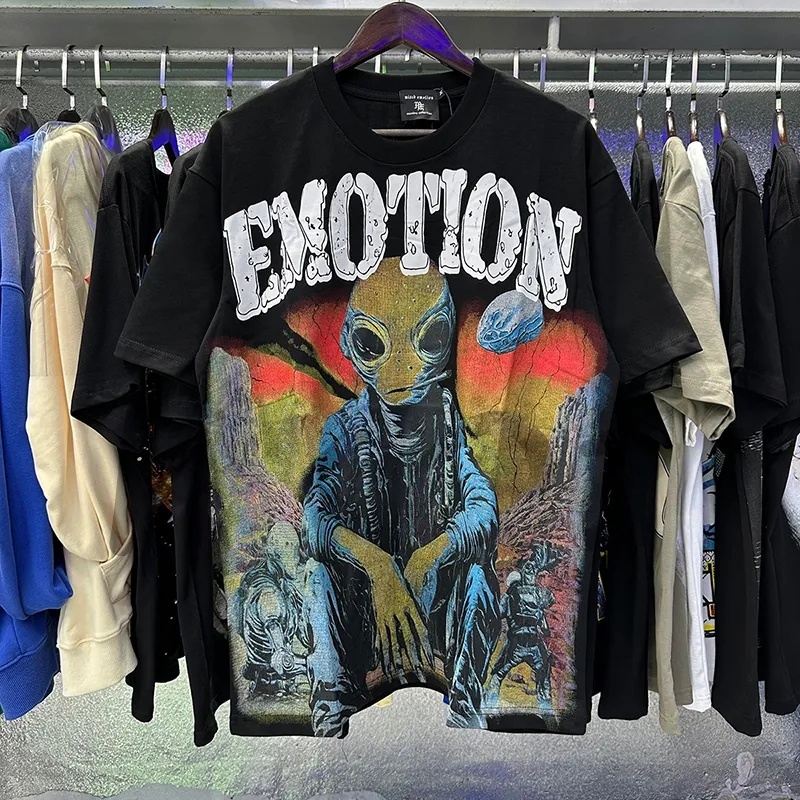 Mixed Emotion Premium Quality T shirt with Cupid graphic rhinestone print luxury oversize short sleeve tshirt Emotional Dark Aesthetic style streetwea