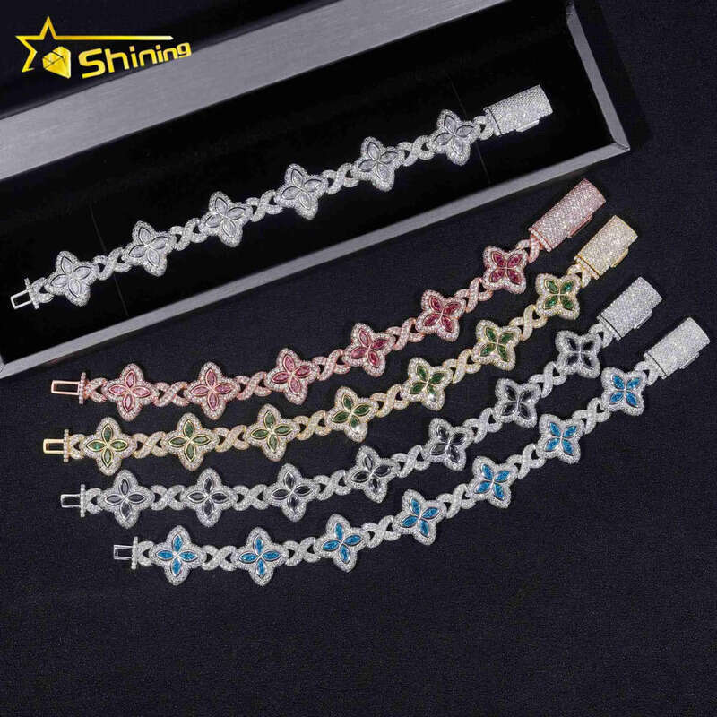2026 New Stocks Pass Diamond Tester Silver 925 Gold Plated Hip Hop Jewelry Custom Colored Moissanite Cuban Bracelet - view 5