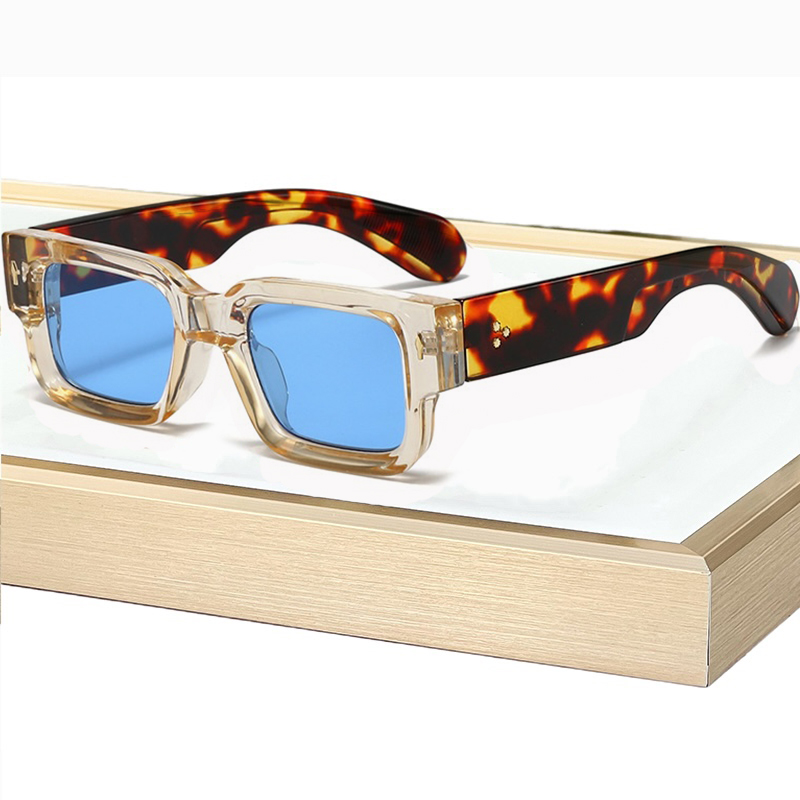 New Vintage Small Square Sunglasses For Men Women Fashion Retro Thick Edge Frame Luxury Male Sun Glasses Shades UV400 Eyeglasses CB