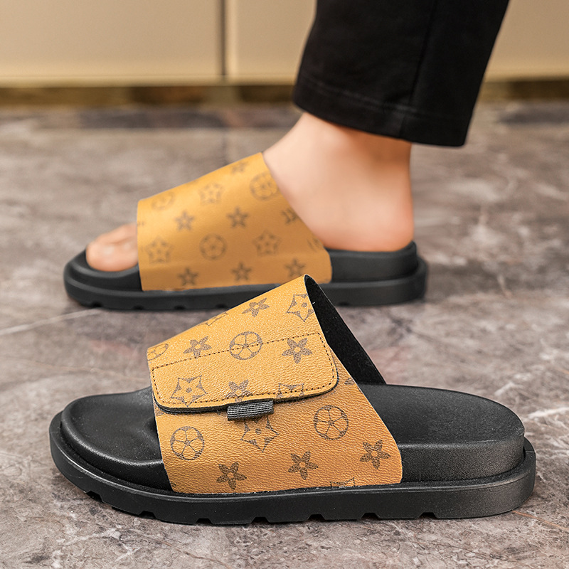 Cross-border best-selling men's 2026 summer outerwear style new indoor home-use anti-slip retro couple slippers, free shipping - view 3