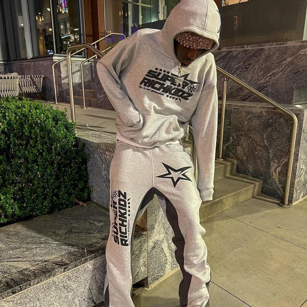 America Street Fashion GEEDUP Letter Hoodies Harajuku Hip Hop Graphic Sweatshirt Mens Clothing Tracksuit twopiece Set 251030